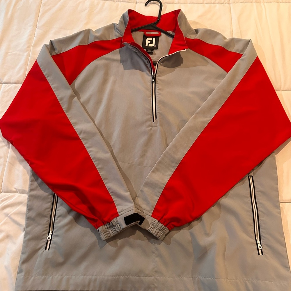 FootJoy Men's Windbreaker in Red and Gray